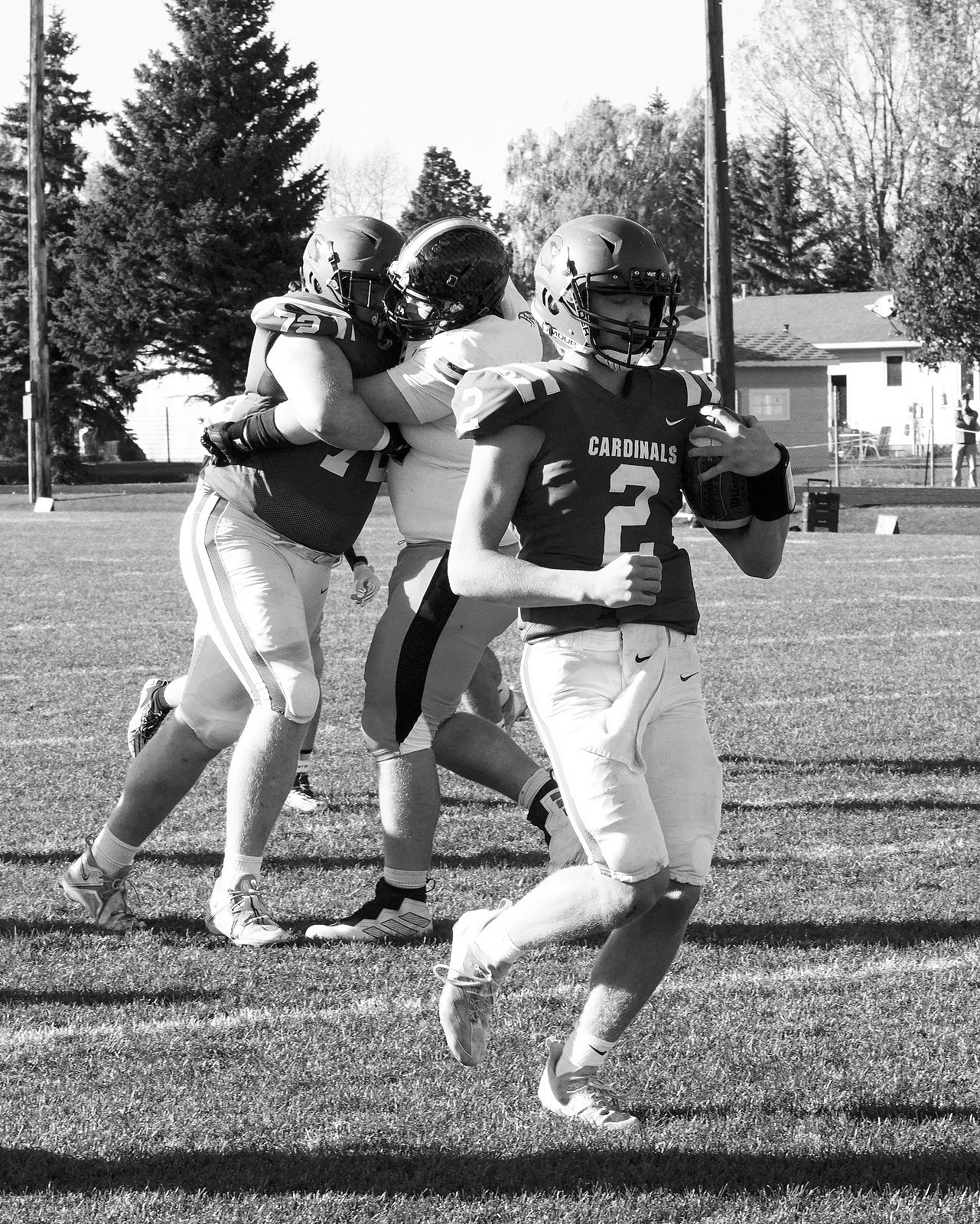 Jax Johnson's touchdown and kick put the Cards up 7-0 early in the game. Photo by Larry Stokke.