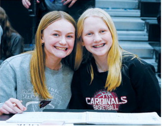 L-M stats Madden Lykken and Charlotte Haaven did a great job statting many of the girls games this year. Photo by Larry Stokke