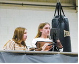Videographers Ramsey Lindseth and Sophia Longie did a great job filming many games this season. Photo by Larry Stokke