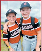 Jack Schaefer and Jax Overby buddy-up for a photo between games. Submitted photo