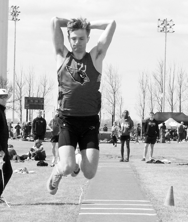 Cody Amble placed second in the triple jump with a distance of 40' 11.5' Photo by Larry Stokke.