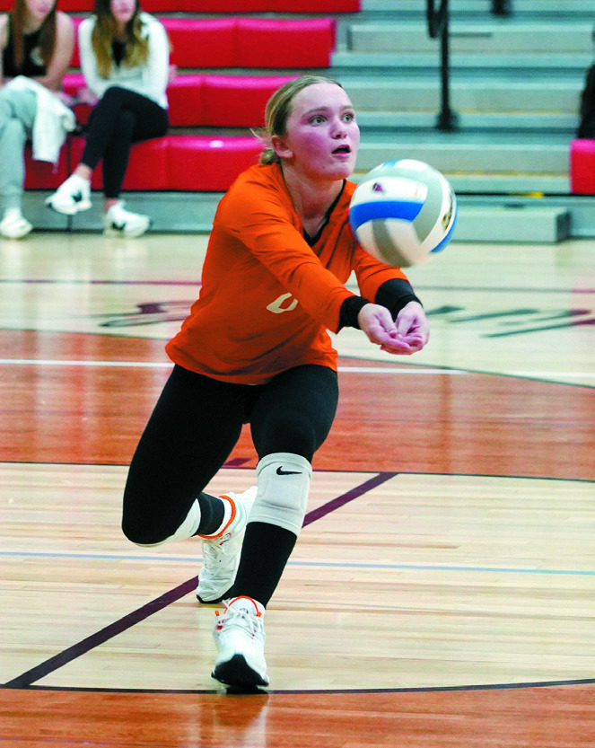 Remi Larson had 20 digs in the game against the Cards. Photo by Larry Stokke.