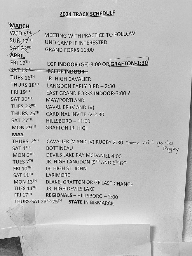 Track schedule - Go Cards!