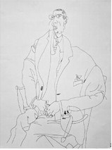 A gestural drawing done by senior Drew Rostvet.