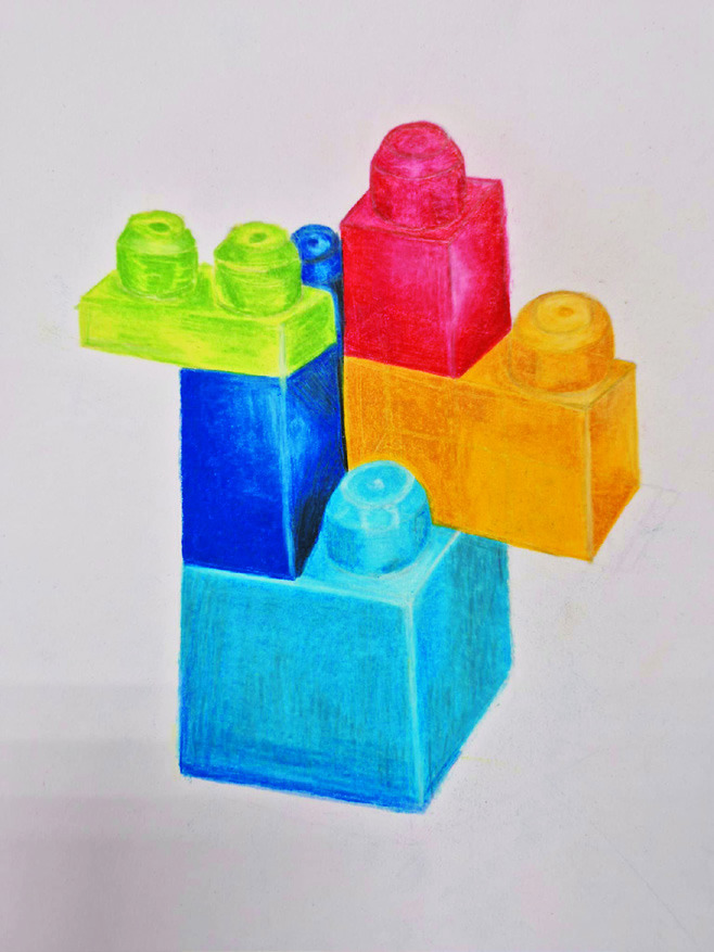 This colorful lego piece was done by senior Claire Chaput.