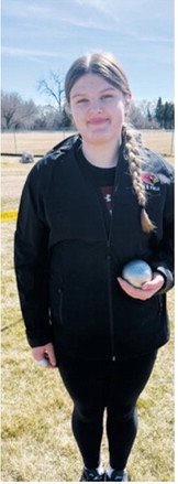 Fenja Lawson is headed to state in the shot put. She threw 36 feet, 6 inches at a meet in Fessenden on April 15. Submitted photo