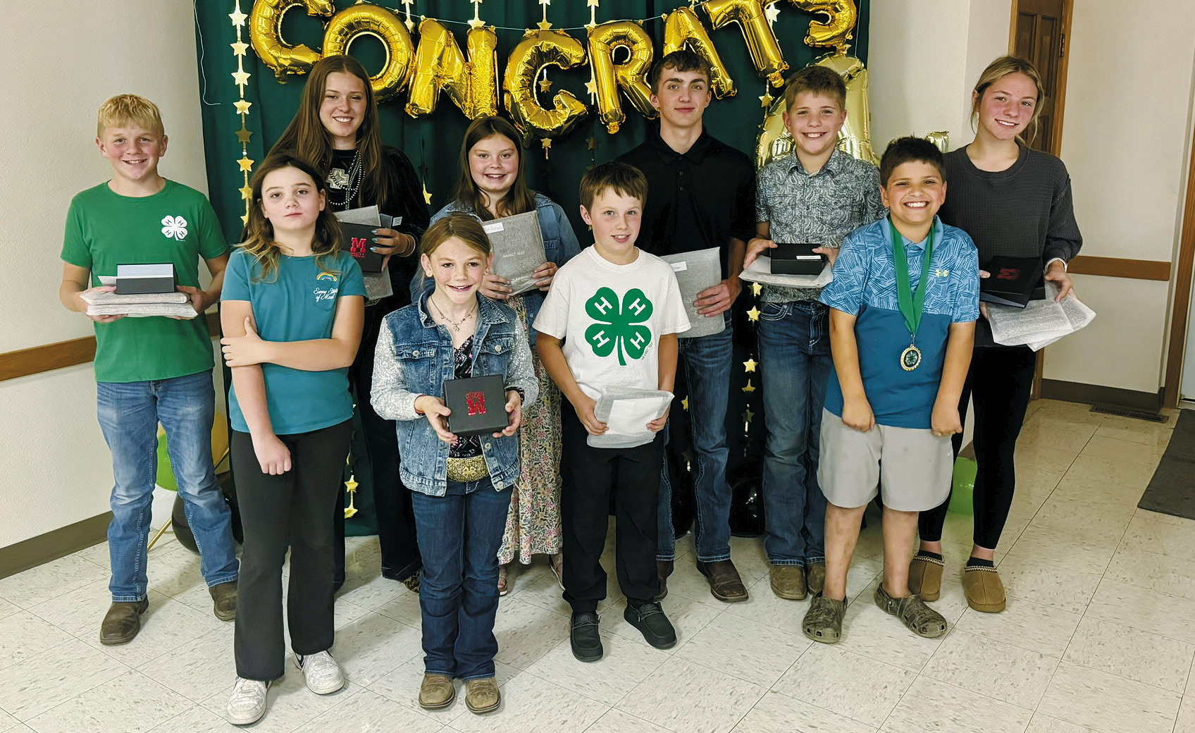 Back (L-R) Spencer Berg, Gracee Thorlakson, Nora Ramsay, Wyatt Larson, Cain Furstenau, Colbie Furstenau; Front: Olive Moore, Peyton Samuelson, Weston Vaughn, and Cole Furstenau.