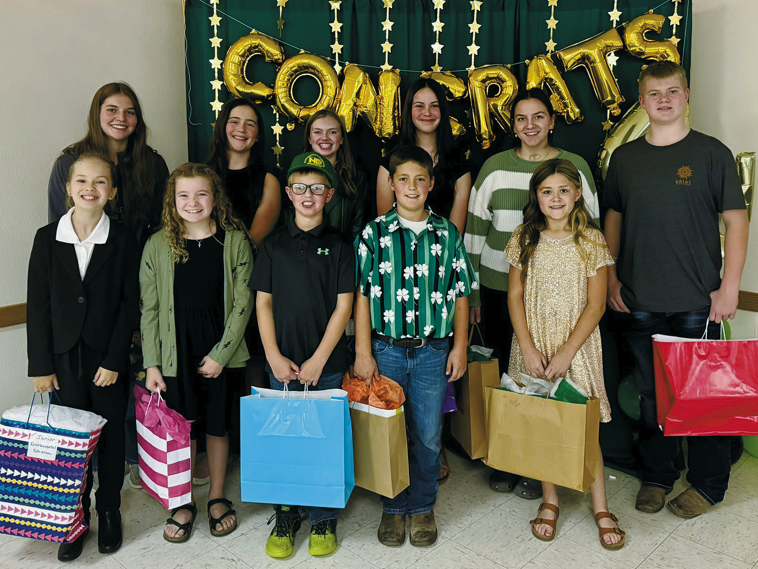 Back(L-R) Anja Schluchter, Naomi Stegman, Aubrey Ratliff, Caroline Stegman, Christine O’Toole, Chaz Halverson; front: Amelia Ratliff, Adlee Hay, Levi Norrell, Oscar Hunter, and Mallory Latozke.