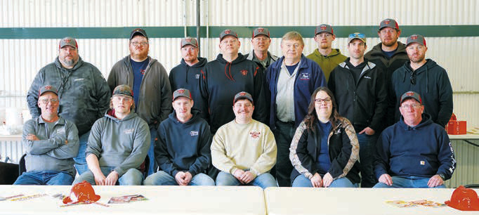 Wales Fire Dept members who put on the Mud Fest fundraiser. Front row (L-R) Lynn Domres, Daniel Hart, Will Blake, Danny Muhs, Sammantha Hansel, Curt Kram; back row: Dave Nowatzki, Travis Hansel, Jordan Blake, Brandon Domres, Brian Hart, Marc Greening, Brandon Hart, Nathan Metzger, Jake Muhs, and Luke Albrecht. Photo by Larry Stokke.
