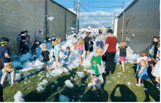 Children enjoy the foam party during the Pre-Blast Bash, one of the evening's most popular attractions. Borderland Press photo