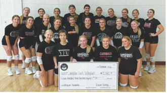 The Langdon-Munich girls volleyball team celebrates a successful Rockin’ Energy fundraiser that raised $11,380 for the program. The team sold $22,760 in products, totaling 487 individual kits, with Rockin’ Energy giving 50% of the amount raised back to the team.