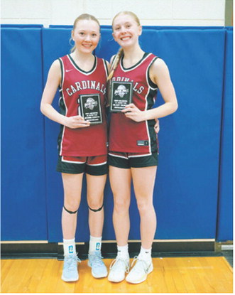 All-District Teammates Aryanna Schaefer and Hilary Haaven. Photo By Larry Stokke