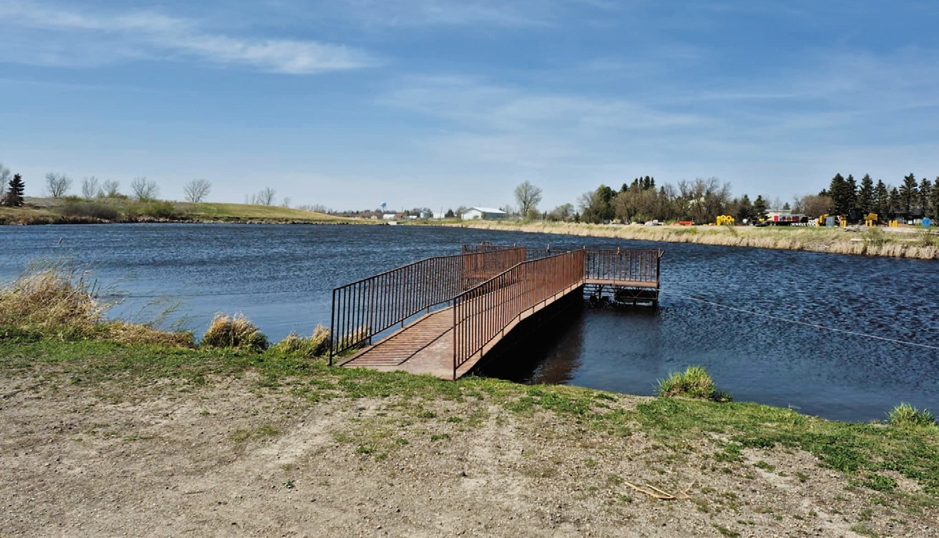 The pond is now stocked with 350 catchable-size rainbow trout.