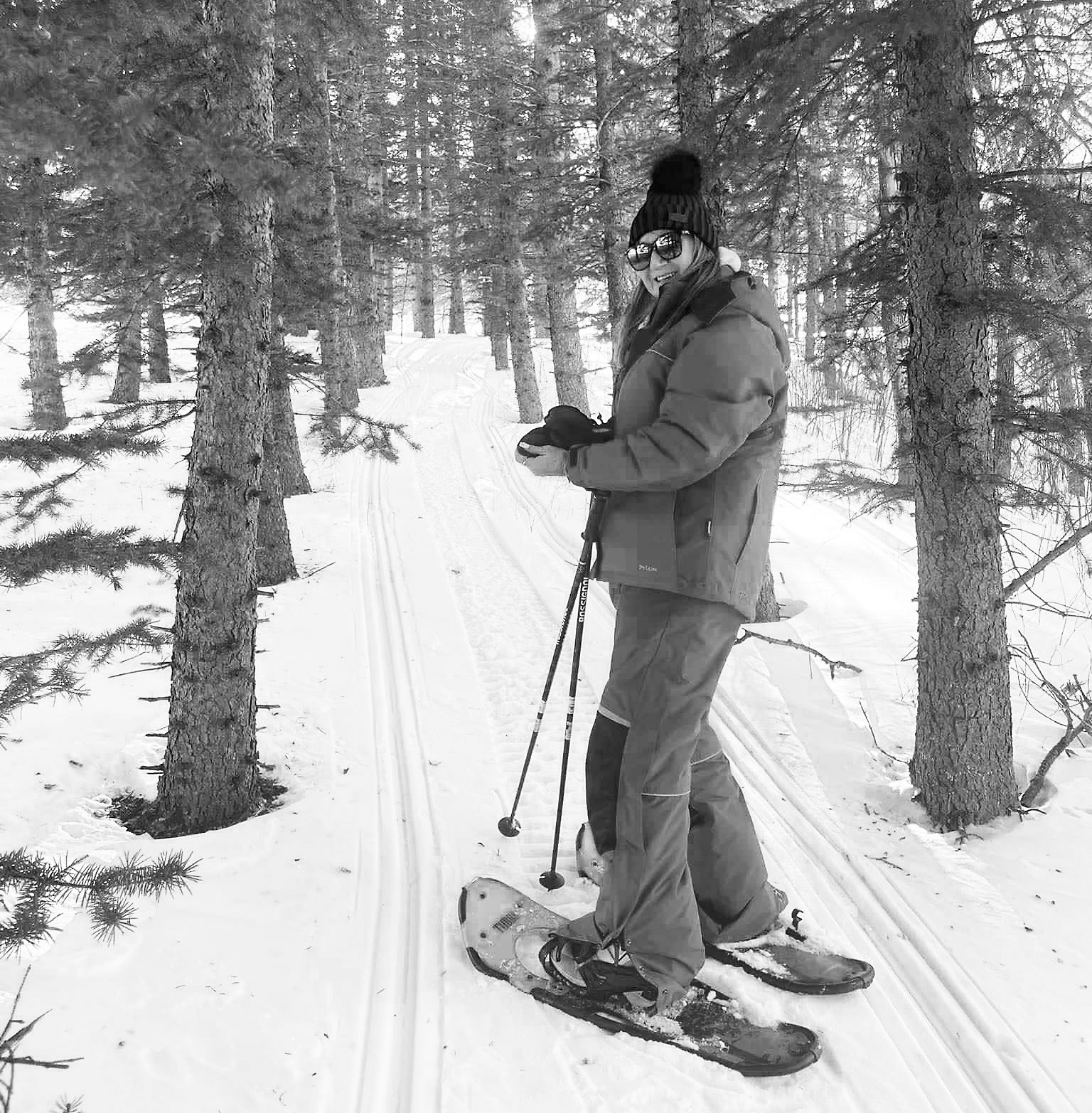 Roxanne Hoffarth enjoying the snowshoe trails at Frost Fire.