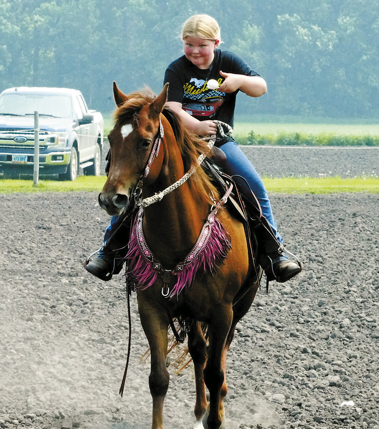 Jean Cook competed in the egg and spoon event at Sapa Arena on Sunday June 1. Photo by Larry Stokke.
