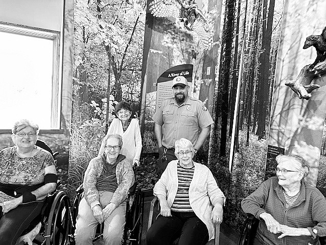 Sitting (L-R) Bonnie, Darlene, Lucille, Georgie; standing, Rose and Mike Duerre.