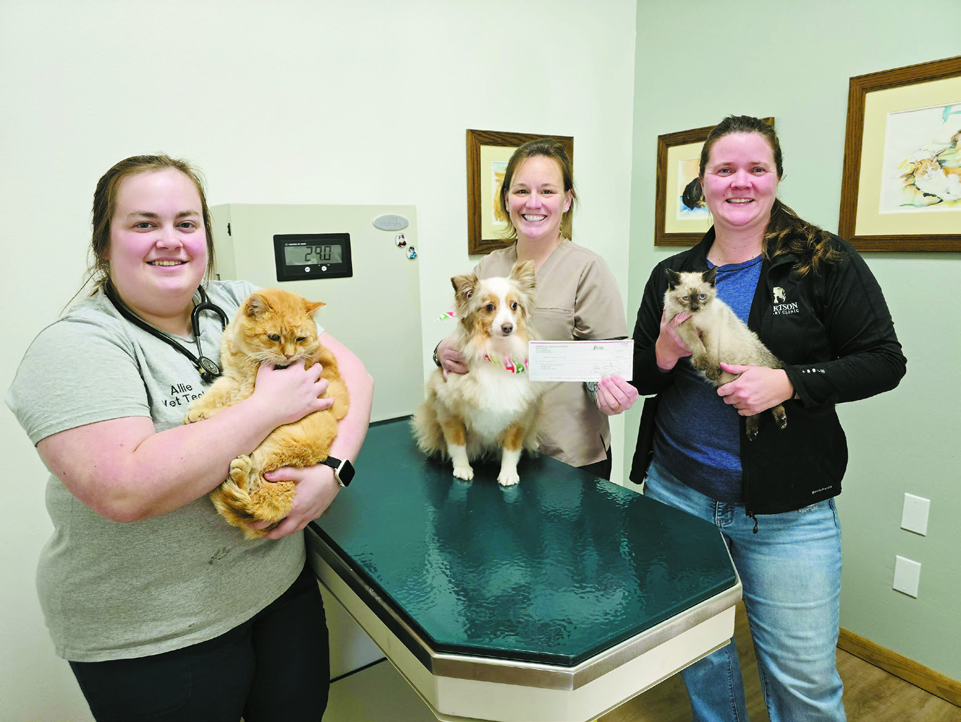 From (L-R) Allie Fraser, Vet Tech; Dr. Carla Gilbertson; and Lori Kalliokoski - office coordinator/ office manager. Submitted photo.