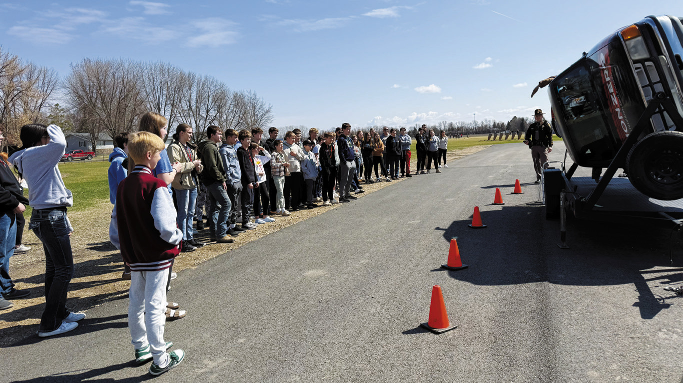 The rollover simulator allowed students to get a firsthand look at how important seatbelt use is when in a motor vehicle. The simulator recreates what happens to vehicle occupants during a rollover crash.