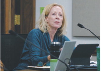 Rep. Liz Conmy, D-Fargo, speaks during a House Education Committee meeting on Jan. 28, 2025. (Photo by Michael Achterling/North Dakota Monitor)