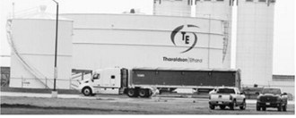 A truck delivers corn to the Tharaldson Ethanol plant near Casselton, North Dakota, on May 15, 2024. (Jeff Beach/North Dakota Monitor)