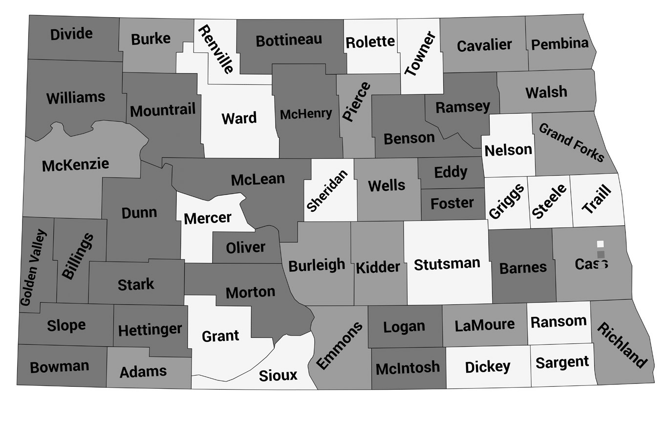 Counties in dark gray contain at least one population of kochia with genetically confirmed resistance to Groups 2, 9, and 14 herbicides. Light gray counties are those that submitted samples, but did not have resistance to all three herbicide groups. (Photo source: Zack Bateson, Research Director, National Agricultural Genotyping Center)