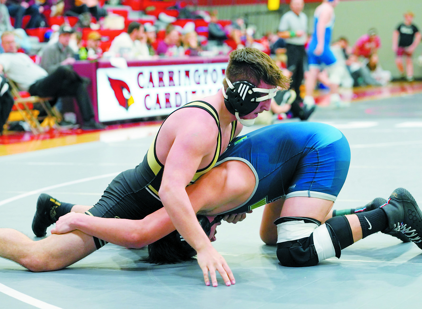 Aiden Werner won by decision over his Northern Lights opponent in Carrington on Feb. 8. Photo by Larry Stokke.