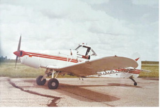Kenny Forest began Forest Flying Service in 1976 with this red-and-white Piper Pawnee. The aerial application business celebrates its 50th anniversary this year. Photo courtesy of Forest Flying