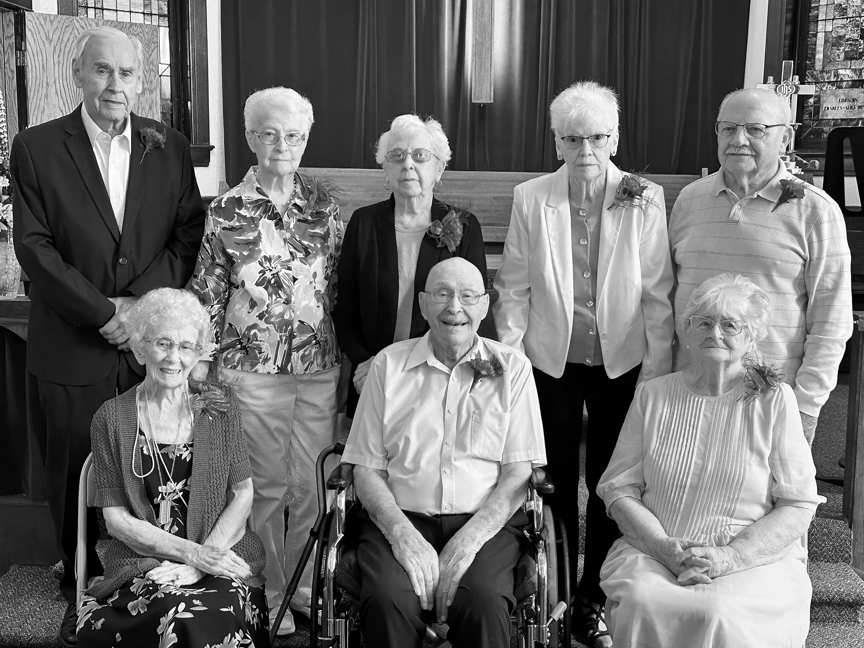 Pictured (left to right) back: Lorne Field, Betty Koehn, Leona McLeod, Margie Lewis, Clinton Esckilsen; front: Bonnie Swenson, Dale McDonald &amp; Joyce Esckilsen.