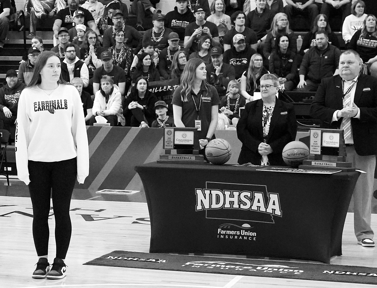 Meredith Romfo was chosen by the media for the State B All-Tournament Team. Photo by Larry Stokke.
