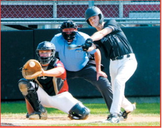Landon Schneider was named Co-Player of the Game for his strong play behind the plate in the Red Sox’s win over Midway-Minto. Photo by Larry Stokke