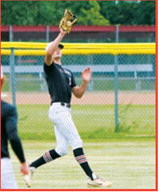 Cody Amble’s speed and strong play in center field helped keep the opposition’s hits from finding open ground. Photo by Larry Stokke