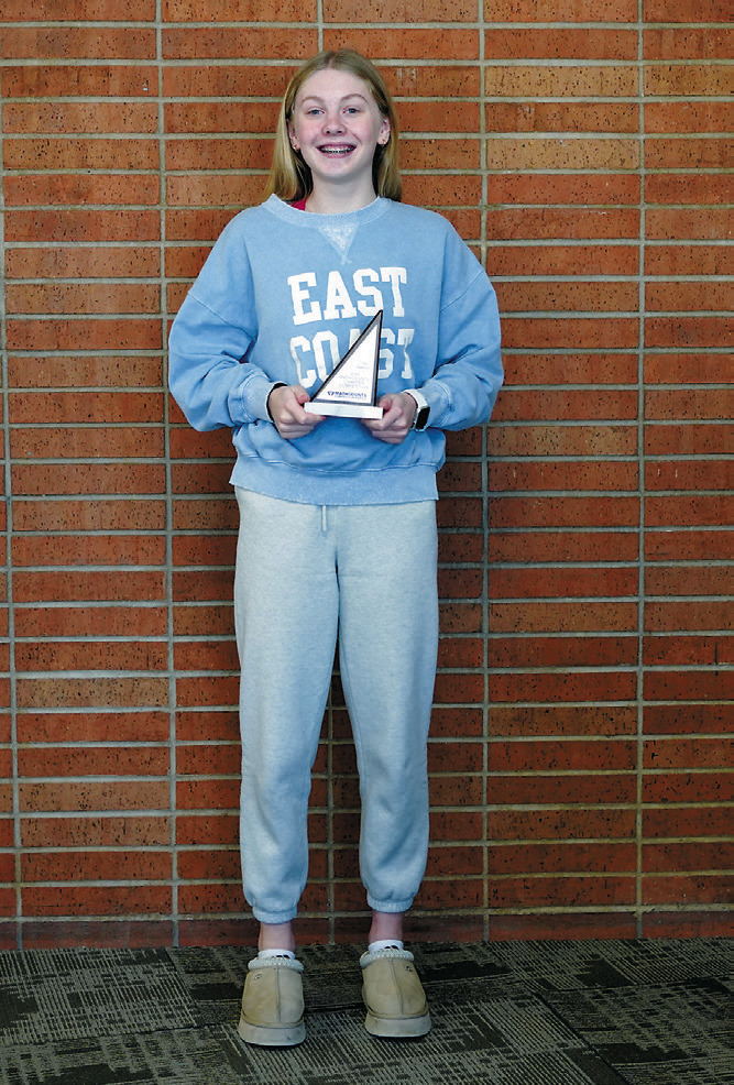 Hilary Haaven from Munich School took home 1st place in the MathCounts Competition and will be attending the state competition. Photo by Larry Stokke.