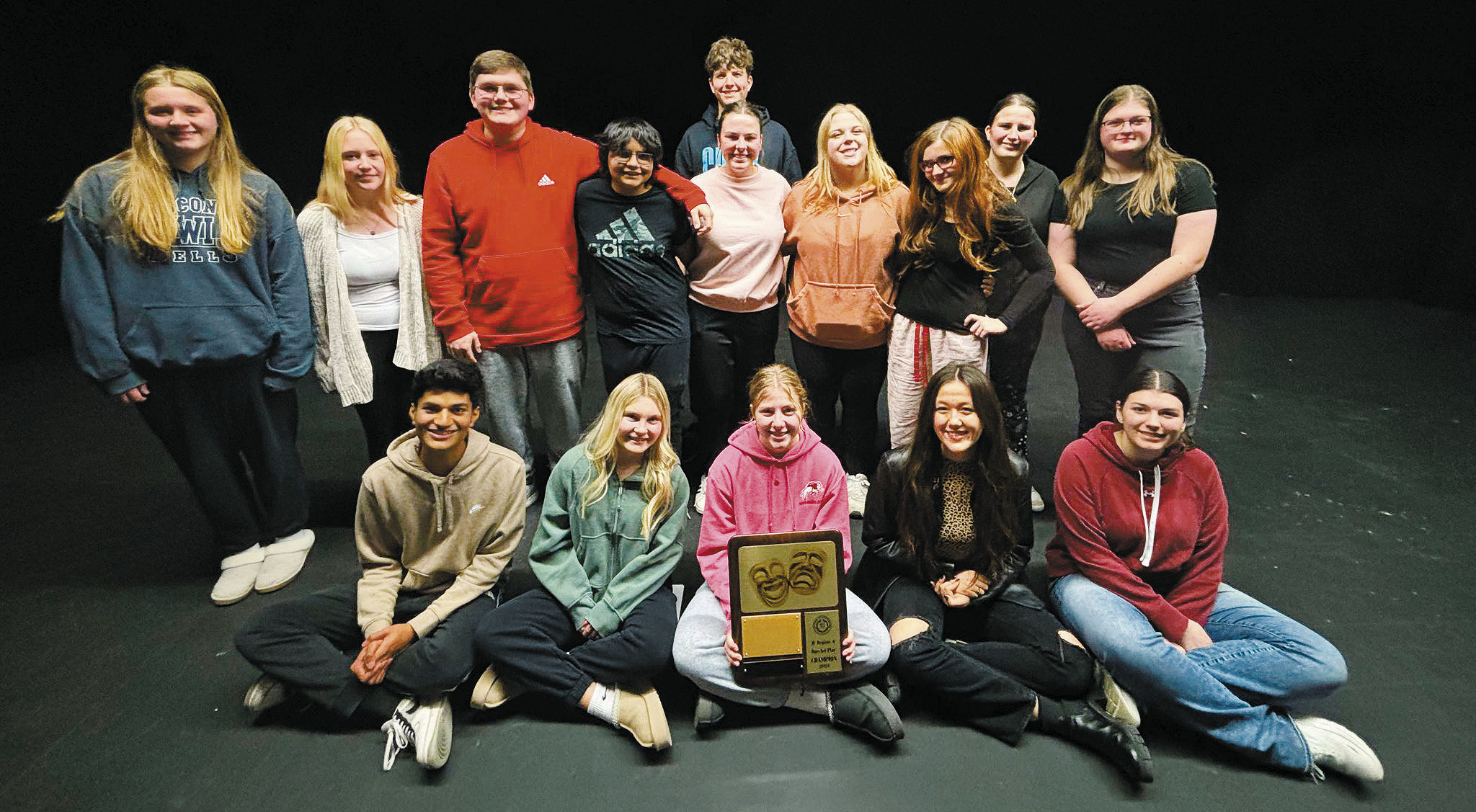 Back row (L-R) Izzy Vikan, Jaymee Reidhammer, Brayden Harris, Kamrin Hicks, Jonathan Lill, Madilyn Crump, Claire Melhoff, Ruby Davis, Melah Mackall, and Matilda Lawson. Front row (L-R) Kartheek Chapara, Catelyn Goodman, Claire Chaput, Shauna Gette, and Tori Mittleider.