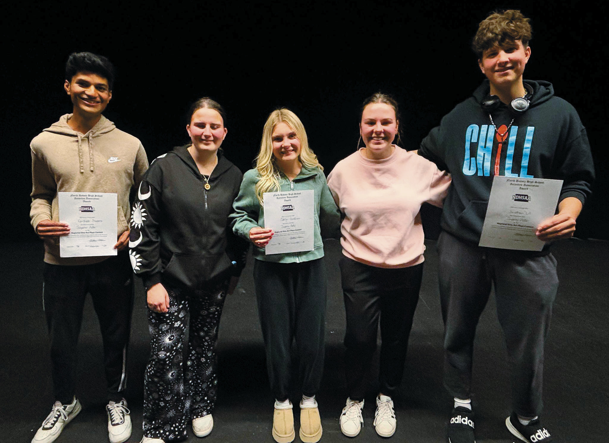 Superior Actor Winners (L-R) Kartheek Chapara, Melah Mackall (Honorable Mention), Catelyn Goodman, Madilyn Crump (Honorable Mention), and Jonathan Lill.