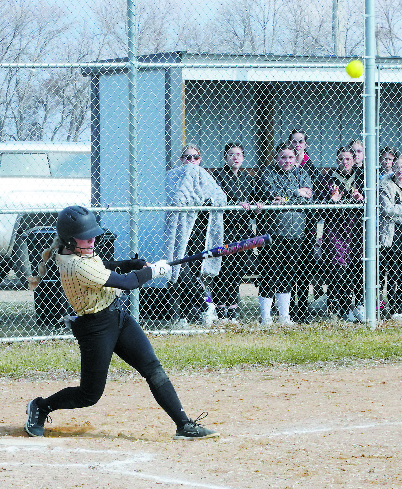 Remi Larson connects for a base hit against the Cardinals. Photo by Larry Stokke.