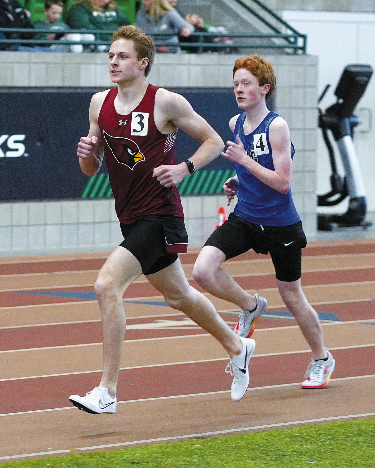 Rudy Moser, along with teammates Nick Kingzett, Jake Sanders, and Tanner McDonald took 2nd place in the 4x800 Meter Relay. Photo by Larry Stokke.