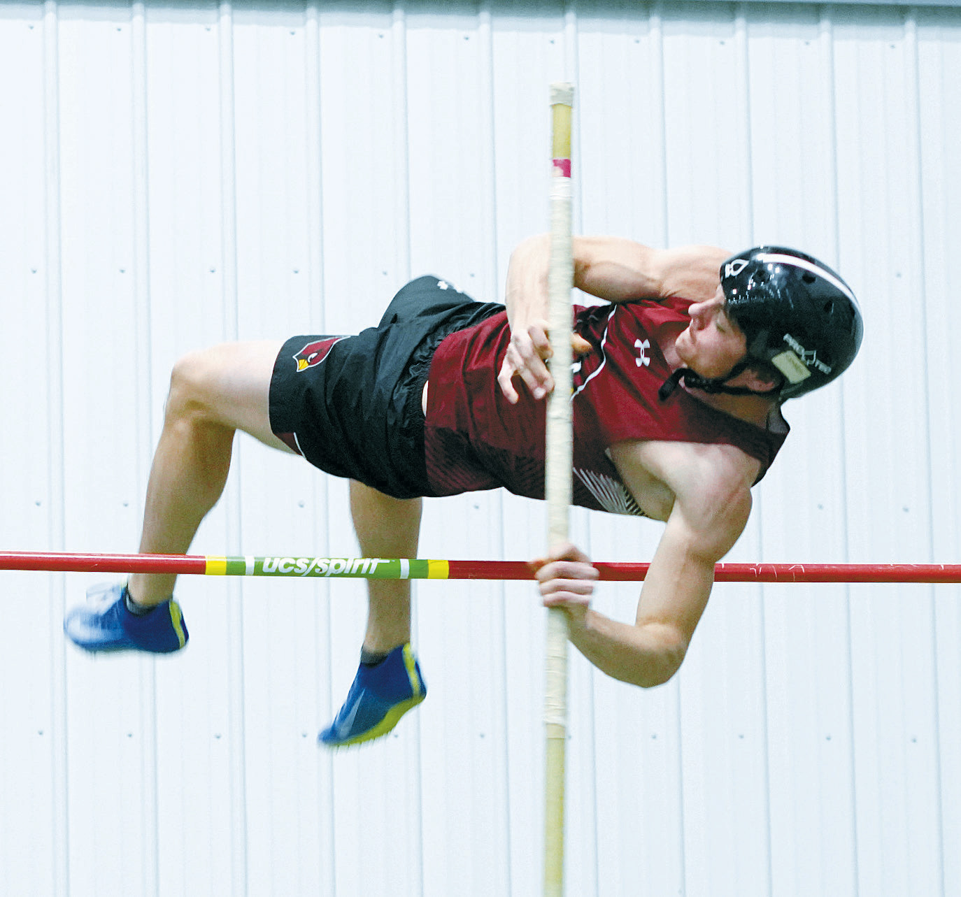 Performer of the Meet Nick Kingzett won the pole vault event vaulting 10' 6'. Photo by Larry Stokke.