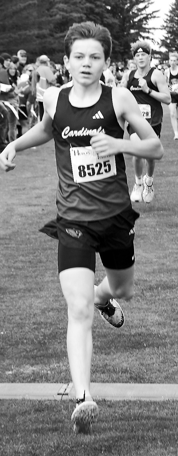 Chase Girodat placed 64th at the regional meet with a time of 19:49.0. Photo by Larry Stokke.