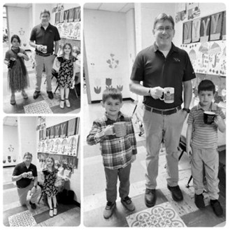 Students celebrate their elementary principal during a school countdown spirit day, dressing alike to show their appreciation and school pride. Submitted photo
