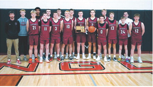 Langdon-Munich Cardinals, 2026 District 4 champions. Photo by Larry Stokke