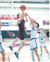 FM Bank Player of Game Eastyn Schaefer had a team high 30 points in the win over the NRS Rockets. Photo by Larry Stokke