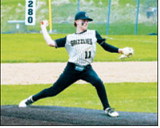 Kolter Kakela works from the mound against Midway/Minto during Region 4 Tournament action in Langdon. Photo by Larry Stokke