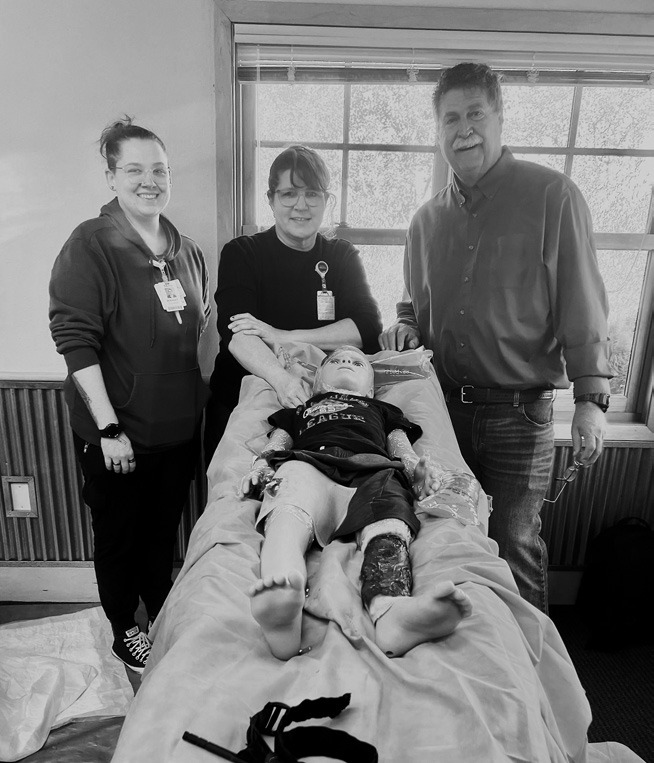 Nurses from Altru Hospital in Grand Forks brought mannequins to demonstrate how to stop the bleeding and apply tourniquets. Photo by Donna Henderson.