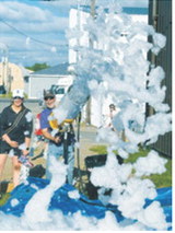 Adults and children alike enjoyed the bubble foam party on Main Street. Submitted photo