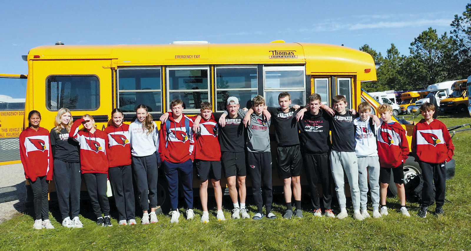 The 2025 Langdon-Munich Cardinals Cross Country Team. Photo by Larry Stokke.