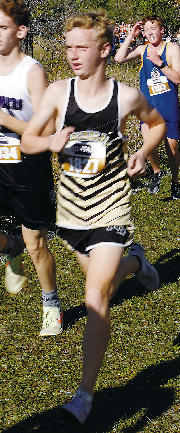 Micah Crosby placed 57th out of 366 boys at the State Cross Country Meet in Jamestown. Photo by Larry Stokke.