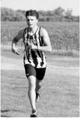 Pembina County North’s Nash Fitzsimonds races to a sixth-place finish with a time of 18 minutes, 13.17 seconds during the cross-country meet Tuesday, Aug. 25, in Northwood. Photo by Larry Stokke