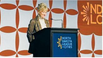 Langdon City Auditor RoxAnne Hennager was elected president of the North Dakota League of Cities Executive Board for the 2026-27 term during the organization's annual conference Sept. 16-18 in Grand Forks. Photo courtesy of North Dakota League of Cities.