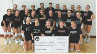 The Langdon-Munich girls volleyball team celebrates a successful Rockin’ Energy fundraiser that raised $11,380 for the program. The team sold $22,760 in products, totaling 487 individual kits, with Rockin’ Energy giving 50% of the amount raised back to the team.
