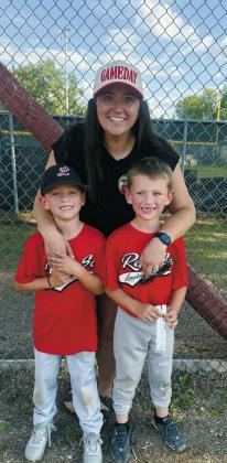 Shannon Bjornstad poses with her twin sons, Gus and Berit, at the Langdon baseball diamonds. Bjornstad is helping lead efforts to raise funds for an automated external defibrillator (AED) at the baseball field following a recent medical emergency. Submitted photo
